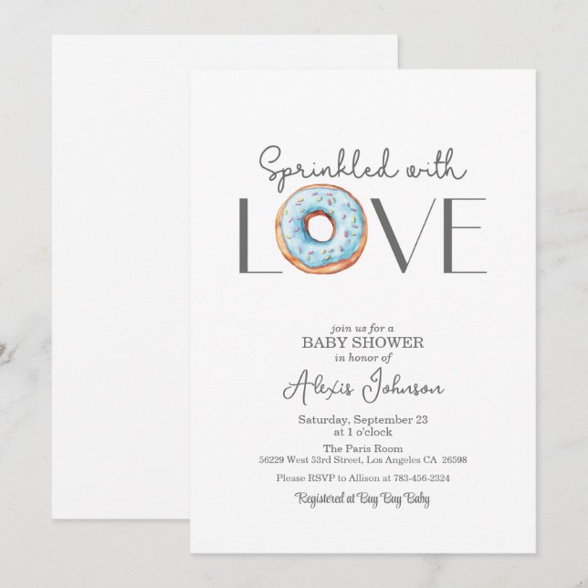 Sprinkled with Love Blue Baby Shower Invitation (Front/Back)