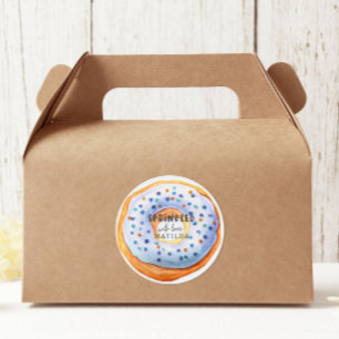 Sprinkled with love blue donut baby shower classic round sticker