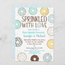 Sprinkled With Love Blue Donut Baby Sprinkle Invitation