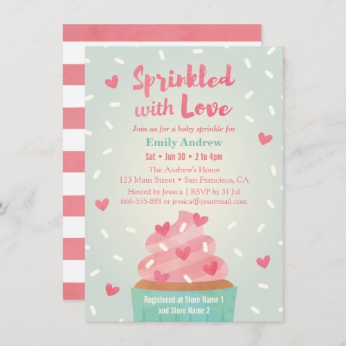 Sprinkled With Love Cupcake Baby Sprinkle Shower Invitation
