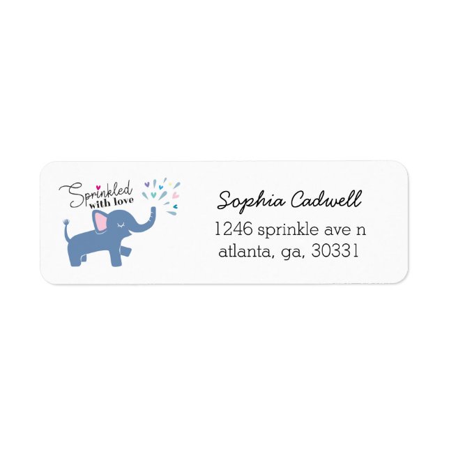 Sprinkled with Love Cute Elephant Return Address Label (Front)