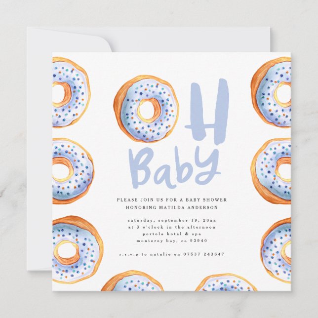 Sprinkled with love donut baby shower announcement (Front)