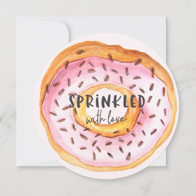 Sprinkled with love donut baby shower announcement (Front)