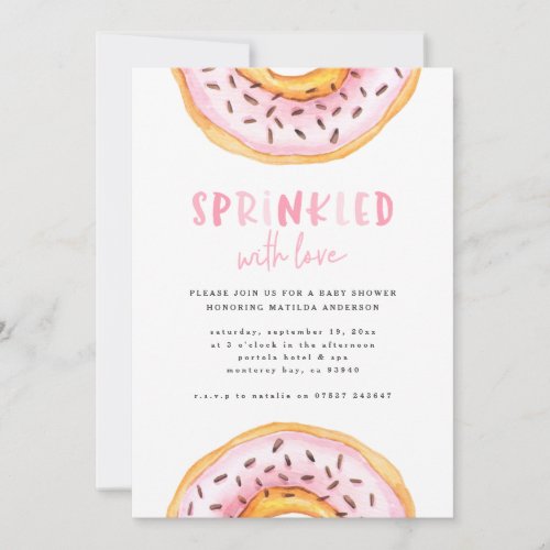 Sprinkled with love donut baby shower announcement