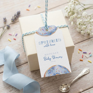 Sprinkled with love donut baby shower gift tags