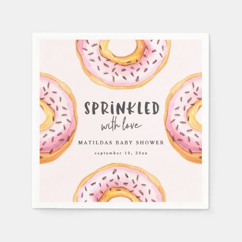Sprinkled with love donut baby shower napkins