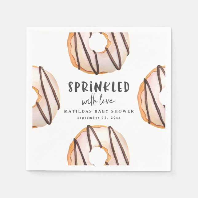 Sprinkled with love donut baby shower napkins (Front)