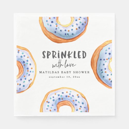 Sprinkled with love donut baby shower napkins