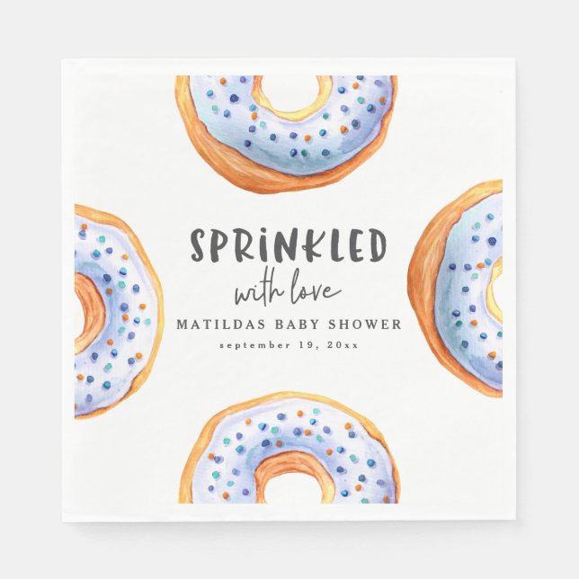 Sprinkled with love donut baby shower napkins (Front)