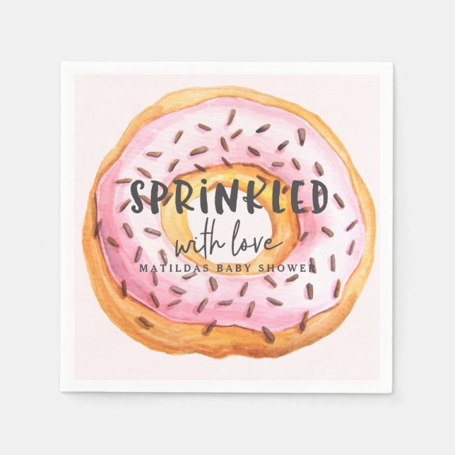 Sprinkled with love donut baby shower napkins (Front)