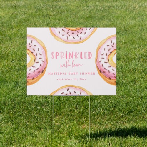 Sprinkled with love donut baby shower sign
