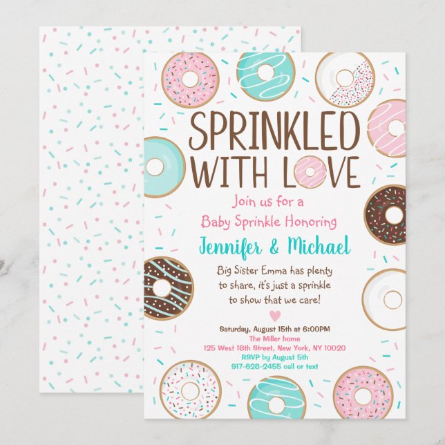 Sprinkled With Love Donut Baby Sprinkle Invitation (Front/Back)
