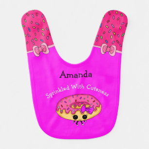 Sprinkled with Love, Donut Pun Pink Baby Girl Baby Bib