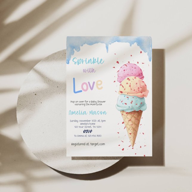 Sprinkled with Love Ice Cream Baby Shower Party Invitation (Creator Uploaded)