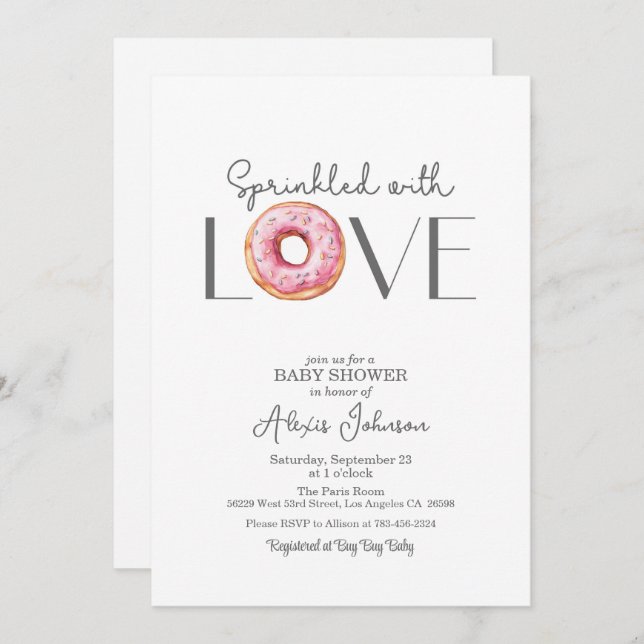 Sprinkled with Love Pink Baby Shower Invitation (Front/Back)