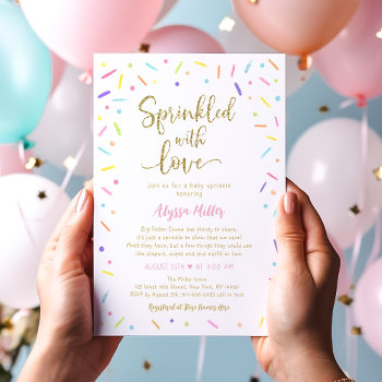 Sprinkled With Love Rainbow Baby Sprinkle Invitation by LittlePrintsParties at Zazzle
