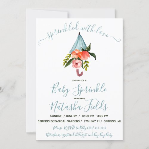 Sprinkled With Love Umbrella Baby Sprinkle Invitation