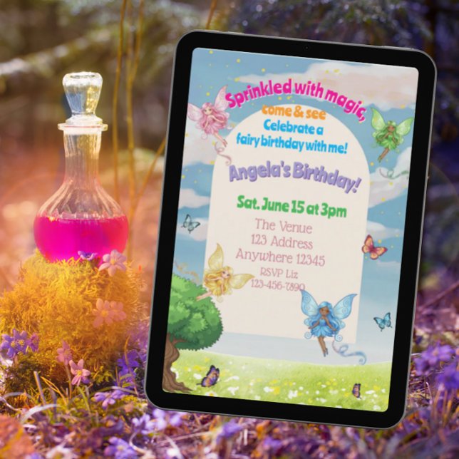 Sprinkled with Magic, Fairy and Butterfly Birthday Invitation (Creator Uploaded)