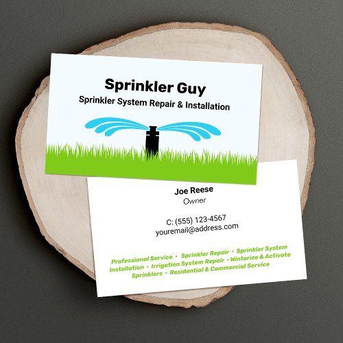  Sprinkler Irrigation Fitter and Repair Business Card