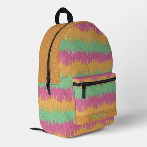 Sprinkles and Rainbow Sherbet Ice Cream Printed Backpack