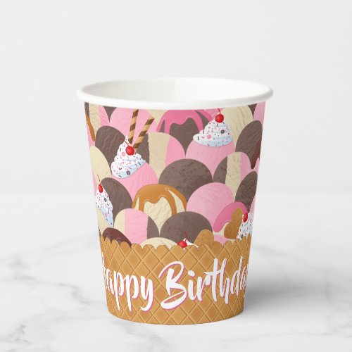 Sprinkles and Sundae Ice Cream Birthday Paper Cups