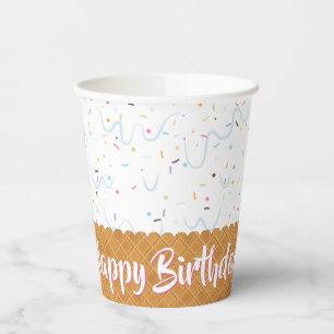 Sprinkles and White Ice Cream Birthday Paper Cups