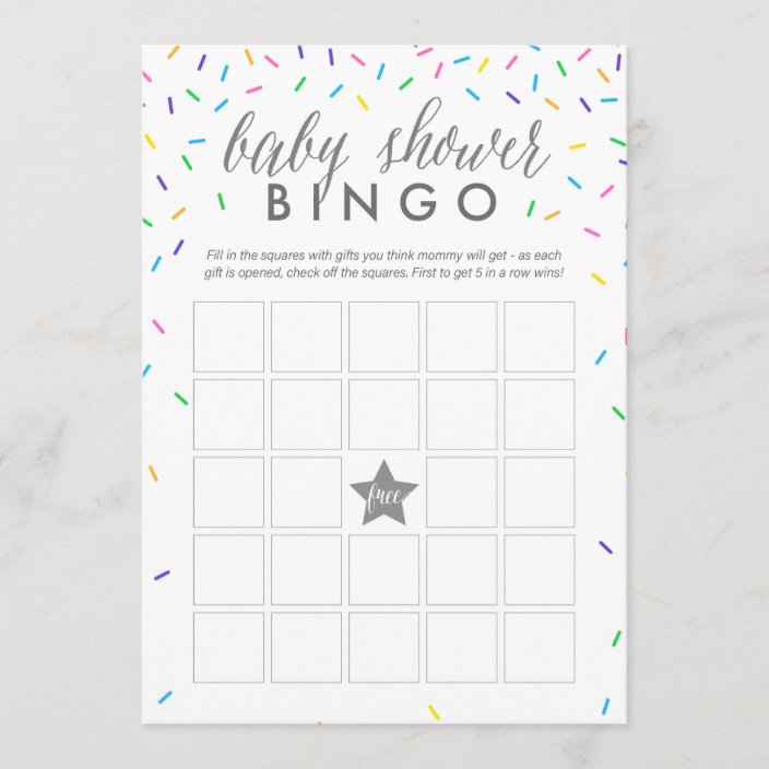 Sprinkles Baby Shower Bingo Game Card | Zazzle.com