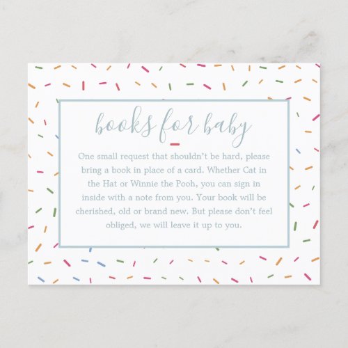 Sprinkles Baby Shower Book Insert Request Card