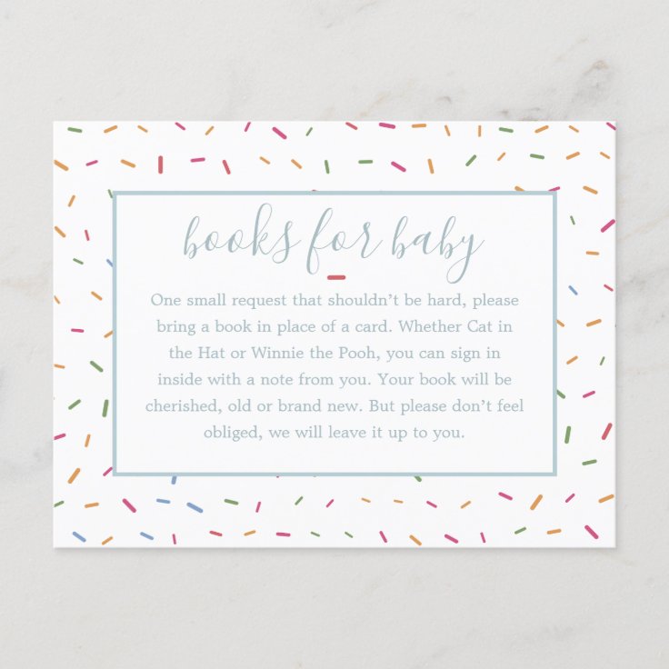 Sprinkles Baby Shower Book Insert Request Card Zazzle