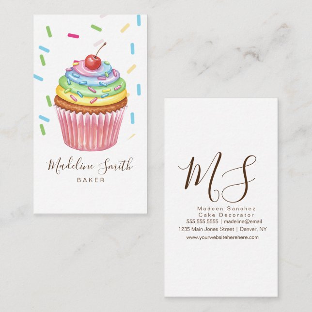 Sprinkles Bakery Rainbow Cupcakes Business Card (Front/Back)