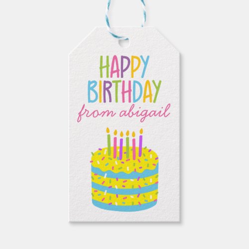 Sprinkles Birthday Cake Personalized Gift Tags