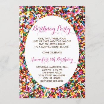 Sprinkles Birthday Party Invitation by CarriesCamera at Zazzle