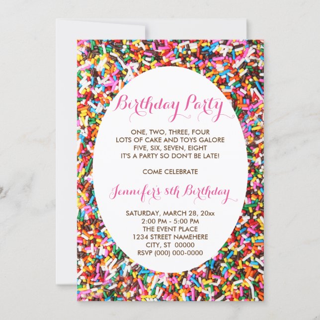 Sprinkles Birthday Party Invitation (Front)