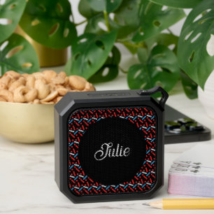 Sprinkles Blue Red Pattern Script  Bluetooth Speaker