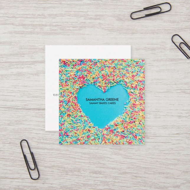 Sprinkles Business Card | Colorful Sprinkle Heart (Front/Back In Situ)
