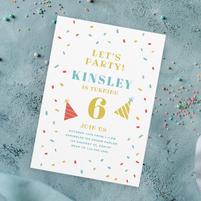 Sprinkles Colorful Kids Birthday Party Invitation (Creator Uploaded)