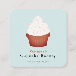Sprinkles Cupcake Blue Bakery Square Business Card