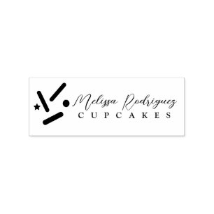 Sprinkles Cupcake Cake Bakery Baker Script  Logo Rubber Stamp