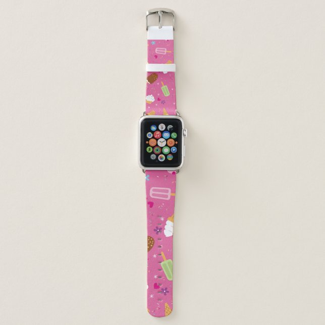 Sprinkles, cupcakes, ice cream, and popsicles scat apple watch band (Front)