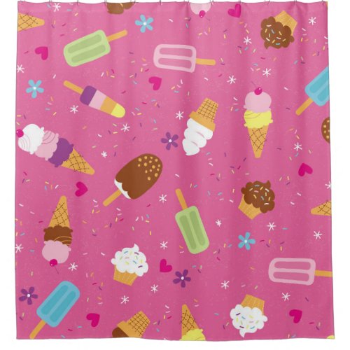 Sprinkles cupcakes ice cream and popsicles scat shower curtain