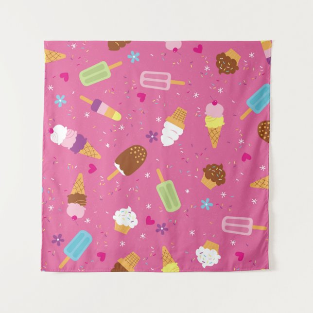 Sprinkles, cupcakes, ice cream, and popsicles scat tapestry (Front)