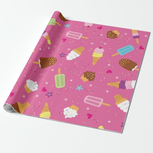 Sprinkles cupcakes ice cream and popsicles scat wrapping paper