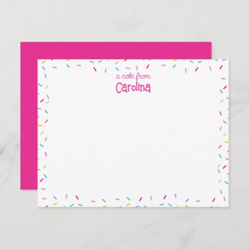 Sprinkles Cute Hot Pink Girly Stationery Note Card
