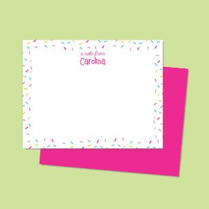 Sprinkles Cute Hot Pink Girly Stationery Note Card