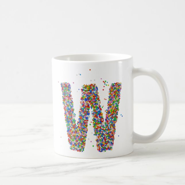Sprinkles Design Monogram W Initial Coffee Mug (Right)