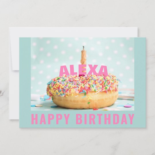 Sprinkles Donut Birthday Cake 1 Flat Greeting Card Zazzle Com