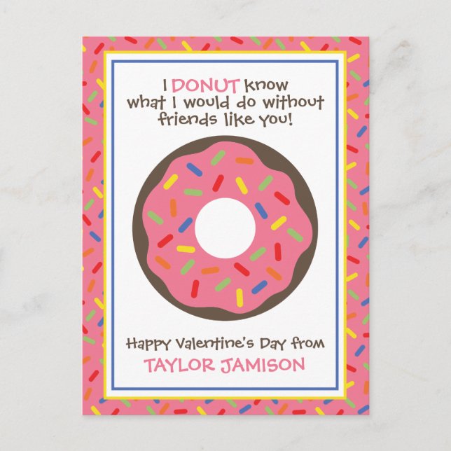 Sprinkles Donut Personalized Valentine's Cards (Front)