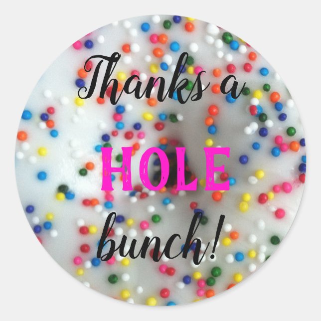 Sprinkles Donut | Thank You Classic Round Sticker (Front)