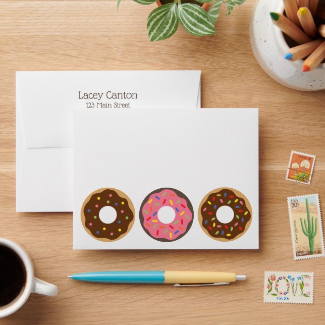 Sprinkles Donuts Custom Personalized Envelopes (Desk)