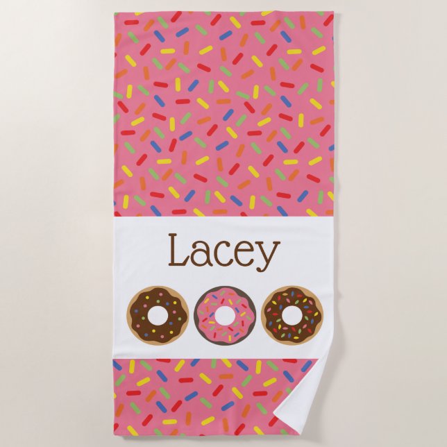 Sprinkles Donuts Personalized Beach Towel (Front)